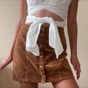 Pacsun Melville Brown Suede Button Up Mini Skirt